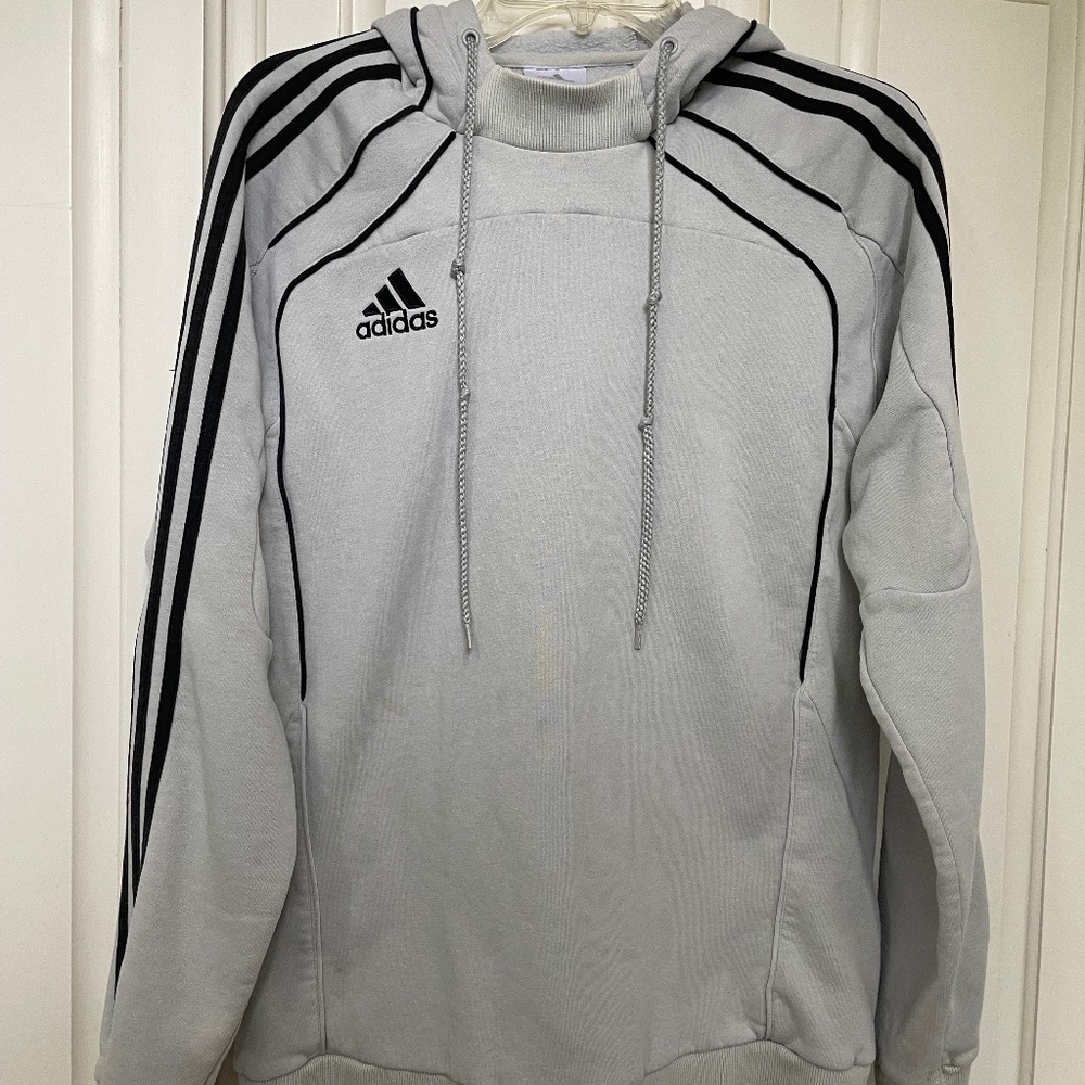 VINTAGE Adidas 3 stripe light gray hoodie size USA M